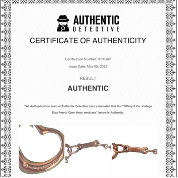 Tiffany & Co. with COA Elsa Peretti Open Heart Pendant Necklace - Picture 6 of 7